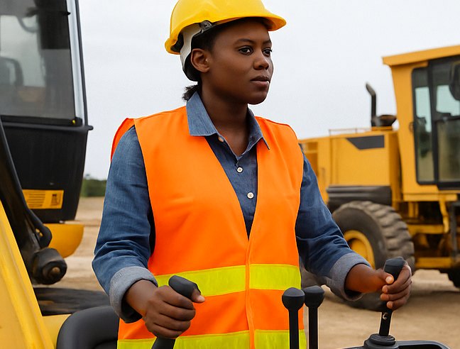 Plant operator wearing safety gear